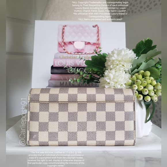 **SOLD** Authentic Pre-owned Louis Vuitton Damier Azur Sarah Flap Wallet - Picture 3 of 15